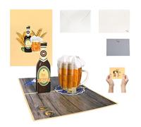 Biglietto D'auguri Pop-up 3D con Birra per Uomo, Divertente Biglietto D'auguri con Bottiglia di Birra e Busta, Regalo di Birra per la Festa del Papà Oktoberfest Fratello Amico Amante Della Birra