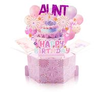 Biglietto d'auguri pop-up di auguri di buon compleanno zia, regalo divertente per zia, biglietto d'auguri creativo 3D pieghevole colorato con busta, regalo di compleanno per donne da nipote