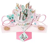 Biglietto d'auguri pop-up per 18° compleanno, per donna, originale, Second Nature, biglietti pop-up 3D