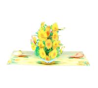 Biglietto d'auguri romantico speciale e meraviglioso con effetto pop-up 3D e un bouquet di fiori vivaci.