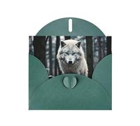 Biglietto d'auguri verde scuro WHJSHOP A Lone Wolf Prints, carta perlescente di alta qualità, effetto perlato, busta di carta perlata su entrambi i lati