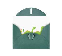 Biglietto d'auguri verde scuro WHJSHOP Dinosaurs on a Spring Outing Prints - Carta perlescente di alta qualità su entrambi i lati, effetto perlato, busta di carta perlata con fibbia d'amore