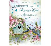 Biglietto di anniversario per figlia e genero - Regal Publishing - To a special daughter and son-in-law on your anniversario, Bluetits and bird house design