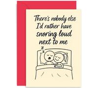 Biglietto di anniversario umoristico per partner, con scritta in lingua inglese "There's Nobody Else I'd Rather Have Snoring", design grafico stravagante, tema amore, per amico, collega, famiglia