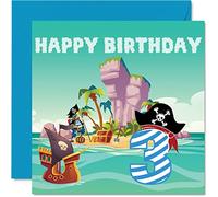 Biglietto di auguri 3° compleanno ragazzo - Pirate Treasure Island - Biglietto di auguri di compleanno bambino di 3 anni 145mm biglietto di auguri figlio fratello nipote
