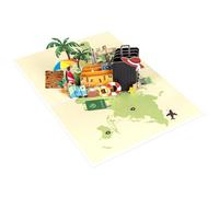 Biglietto di auguri 3D da viaggio, per pensionamento, con valigia, biglietto di ringraziamento pop-up