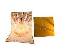 Biglietto di auguri 3D popup con musica e luci | Biglietto di auguri pop-up di lusso con torta alla candela a LED | postale KeepSake per donne uomini moglie marito figlia sorella