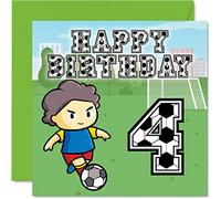 Stuff4 Biglietto di auguri 4° compleanno ragazzo - tifoso di calcio - Biglietto di auguri di compleanno bambino di 4 anni 145mm biglietto di auguri figlio fratello nipote cugino