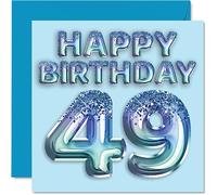 Biglietto di auguri 49° compleanno da uomo con palloncini blu glitterati 49 anni amico papà fratello zio cugino 145mm 49 anni 49 anni amico papà fratello zio