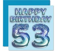 Biglietto di auguri 53° compleanno da uomo con palloncini blu glitterati 53 anni zio nonno nonno nonno nonno nonno nonno nonno nonno nonno nonno nonno nonno nonno nonno