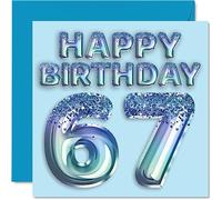 Biglietto di auguri 67° compleanno da uomo con palloncini blu glitterati 67 anni zio nonno nonno nonno nonno nonno nonno nonno nonno nonno nonno nonno nonno nonno nonno
