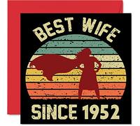 Biglietto di auguri 71° anniversario moglie da marito con scritta in lingua inglese "Best Wife Since 1952" con scritta "I Love You" il 71° anniversario di matrimonio 145mm