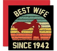 Biglietto di auguri 82° anniversario moglie da marito con scritta in lingua inglese "Best Wife Since 1942" con scritta "I Love You" 82° anniversario di matrimonio 145mm