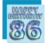 Biglietto di auguri 86° compleanno da uomo con palloncini blu glitterati 86 anni nonno nonno nonno nonno nonno nonno nonno nonno nonno nonno nonno nonno nonno nonno nonno