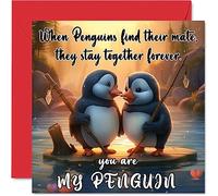 Biglietto di auguri anniversario con pinguino con scritta in lingua inglese You Are My Penguin simpatico e romantico biglietto di San Valentino fidanzata fidanzato moglie marito