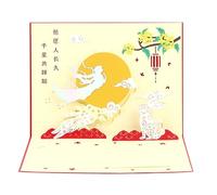 Biglietto di auguri artistico con busta, biglietto pop-up 3D per amici e familiari, realizzato a mano, tradizionale regalo per festival della luna