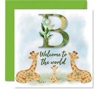 Biglietto di auguri bambini unisex con scritta in lingua inglese "Welcome to the world B" "Congratulations Baby Cards Newborn Well Done Congrats New Baby Cards Welcome to the World" 145mm