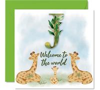 Biglietto di auguri bambini unisex con scritta in lingua inglese "Welcome to the world J Congratulations Baby Cards Newborn Well Done Congrats New Baby Cards Welcome To The World" 145mm