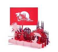 Biglietto di auguri "Barcellona" - Biglietto pop-up 3D con skyline & Sagrada Familia - mappa della città come souvenir, invito e buono di viaggio per la Spagna, vacanze e City Trip Barcellona