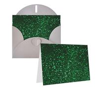 Biglietto di auguri bianco 10,2 x 15,2 cm, con buste, con paillettes verdi, biglietti di ringraziamento, biglietti grigi, per tutte le occasioni, per Natale, vacanze, compleanni, lauree, anniversari