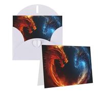 Biglietto di auguri bianco 10,2 x 15,2 cm, con buste, draghi di fuoco e ghiaccio, biglietti di ringraziamento bianchi per tutte le occasioni, per Natale, vacanze, compleanno, laurea, anniversari