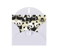 Biglietto di auguri bianco con buste, motivo: panda giganti che fanno una passeggiata, biglietti vuoti per compleanno, matrimonio, incoraggiamento, occasioni benedette