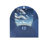 Biglietto di auguri bianco con cielo blu e nuvole bianche, 10 x 15 cm, e biglietto di auguri per le vacanze, adatto per tutte le occasioni.