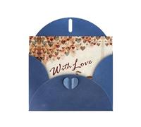 Biglietto di auguri bianco con motivo romantico con bicicletta sotto il cuore dell'albero per compleanni, San Valentino, feste, matrimoni, busta blu da 10,2 x 15,2 cm