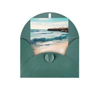 Biglietto di auguri bianco con paesaggio sulla spiaggia, 10,2 x 15,2 cm, adatto per tutte le occasioni.