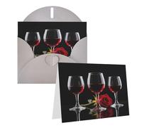Biglietto di auguri bianco con rose rosse, con buste, biglietti di ringraziamento, biglietti per tutte le occasioni, per Natale, vacanze, compleanno, laurea, anniversari, 10,2 x 15,2 cm