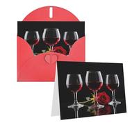 Biglietto di auguri bianco con rose rosse, con buste, biglietti di ringraziamento, biglietti per tutte le occasioni, per Natale, vacanze, compleanno, laurea, anniversari, 10,2 x 15,2 cm