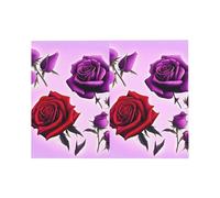 Biglietto di auguri bianco con rose rosse e viola, 10,2 x 15,2 cm, adatto per tutte le occasioni.