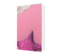 Biglietto di auguri bianco con spiaggia di sabbia rosa, 10 x 15 cm, biglietto di auguri #Holiday, adatto per tutte le occasioni.