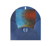 Biglietto di auguri blu con busta abbinata, stampa a inchiostro colorato ad acquerello vuoto, design benedetto per compleanno, matrimonio, San Valentino