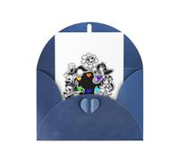 Biglietto di auguri blu con busta abbinata, stampa sotto la coda, design benedetto per compleanno, matrimonio, San Valentino