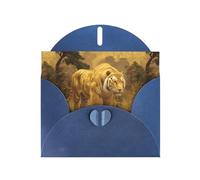 Biglietto di auguri blu DLXW La tigre sulla riva del fiume motivo per Natale, compleanno dei bambini, San Valentino, anniversario di matrimonio e invito a feste