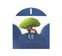 Biglietto di auguri blu DLXW Little hedgehog under the flower tree pattern per Natale, compleanno dei bambini, San Valentino, anniversario di matrimonio e invito per feste