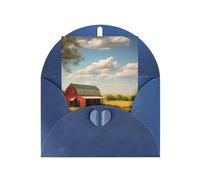 Biglietto di auguri blu stampato con vista ranch con busta e adesivi abbinati, adatto per compleanno, ringraziamento