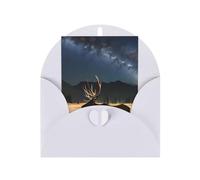 Biglietto di auguri con alce nel prato, 10,2 x 15,2 cm, busta a forma di cuore, adatto per tutte le occasioni.