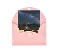 Biglietto di auguri con alce nel prato, 10,2 x 15,2 cm, busta a forma di cuore, adatto per tutte le occasioni.