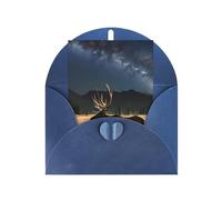 Biglietto di auguri con alce nel prato, 10,2 x 15,2 cm, busta a forma di cuore, adatto per tutte le occasioni.