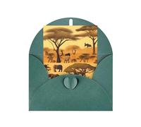 Biglietto di auguri con animali della prateria africana, 10,2 x 15,2 cm, busta a forma di cuore, adatto per tutte le occasioni.