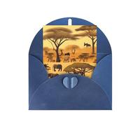 Biglietto di auguri con animali della prateria africana, 10,2 x 15,2 cm, busta a forma di cuore, adatto per tutte le occasioni.