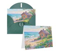 Biglietto di auguri con bellissimo paesaggio marino, con buste, biglietti di ringraziamento, biglietti per tutte le occasioni, per Natale, vacanze, compleanno, laurea, anniversari, 10,2 x 15,2 cm