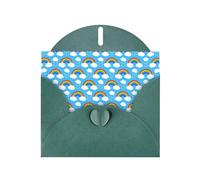 Biglietto di auguri con busta con stampa di nuvole arcobaleno e gocce di pioggia, interno bianco per compleanno, Natale, tutte le occasioni, 15,2 x 10,2 cm