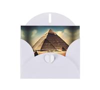 Biglietto di auguri con busta "Dreaming of the Pyramids of Khufu", in carta bianca perlata, adatto per auguri di compleanno, matrimonio, congratulazioni e condoglianze.