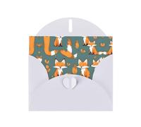 Biglietto di auguri con busta in carta bianca perlescente con stampa volpe gialla. Adatto per auguri di compleanno, congratulazioni e condoglianze.