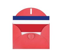 Biglietto di auguri con busta in carta perlescente rossa con stampa della bandiera del Costa Rica. Adatto per auguri di compleanno, congratulazioni e condoglianze.