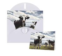 Biglietto di auguri con buste, con scritta "Thinking of You", con immagini di mucca, biglietti vuoti per tutte le occasioni, compleanno, ringraziamento, biglietti per inviti di nozze, San Valentino