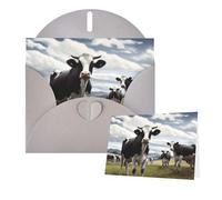 Biglietto di auguri con buste, con scritta "Thinking of You", con immagini di mucca, biglietti vuoti per tutte le occasioni, compleanno, ringraziamento, biglietti per inviti di nozze, San Valentino